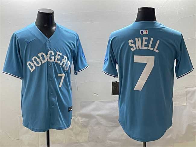 Men%27s Los Angeles Dodgers #7 Blake Snell Light Blue Limited Stitched Jersey
